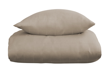 Jacquard vävda sängkläder - 140x220 cm - Check sandfärgad - 100% bomullssatin