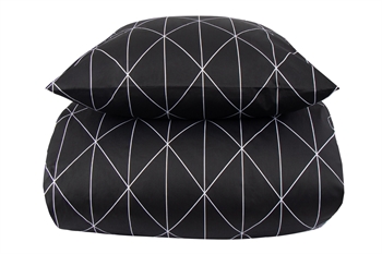 Påslakan dubbeltäcke - 200x220 cm - 100% mjuk bomullsatin - Graphic Harlekin black - By Night - Mönstrad sängset