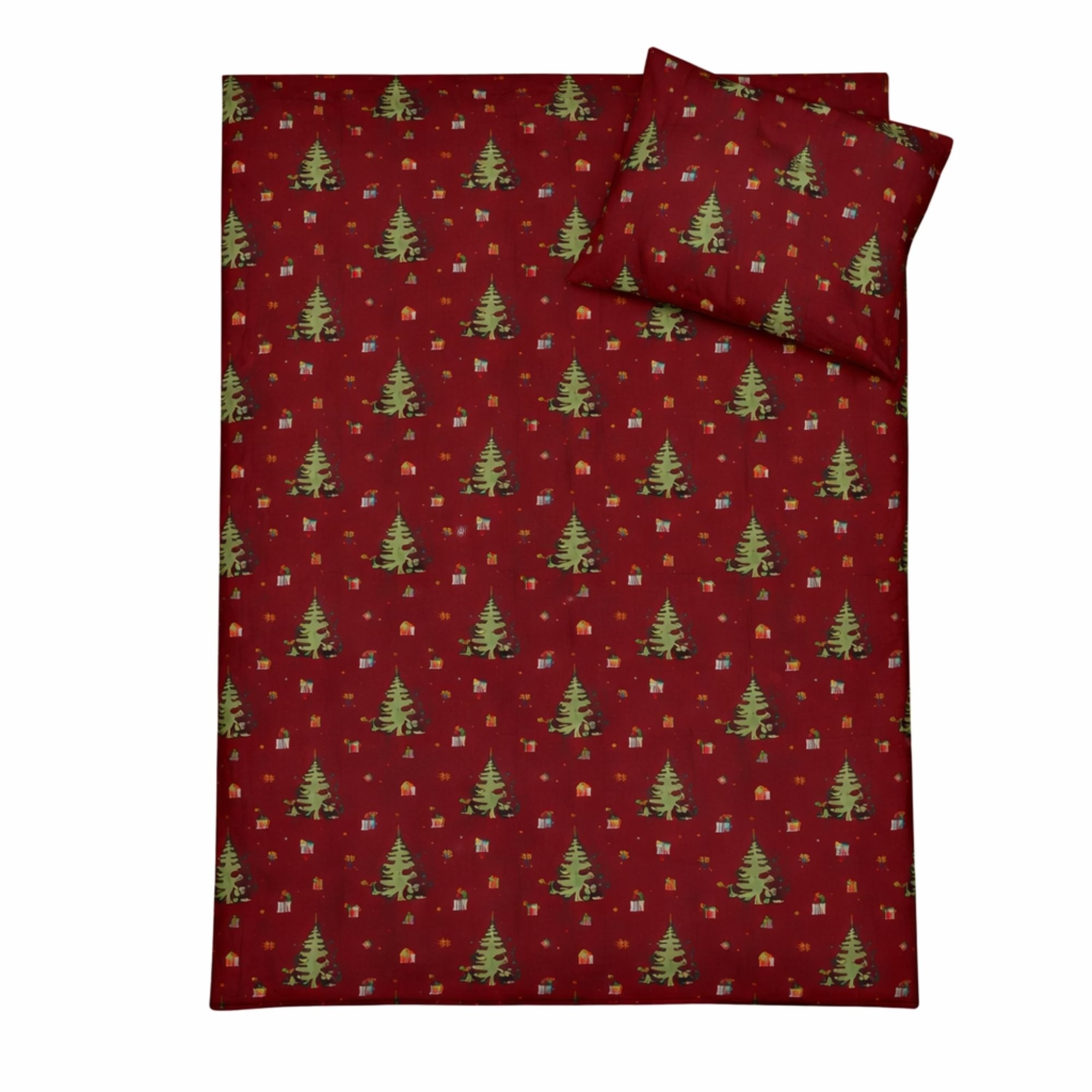 Julsängkläder - 100% bomull - Babysängkläder 70x100 cm - Röd med julmus som pyntar upp till jul