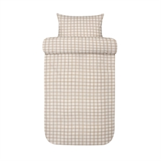 Vävt krepp sänglinne - 100% mjuk bomull - Beige med rutor - Kreppsängkläder sänglinne - Kyrre Høie Of Scandinavia