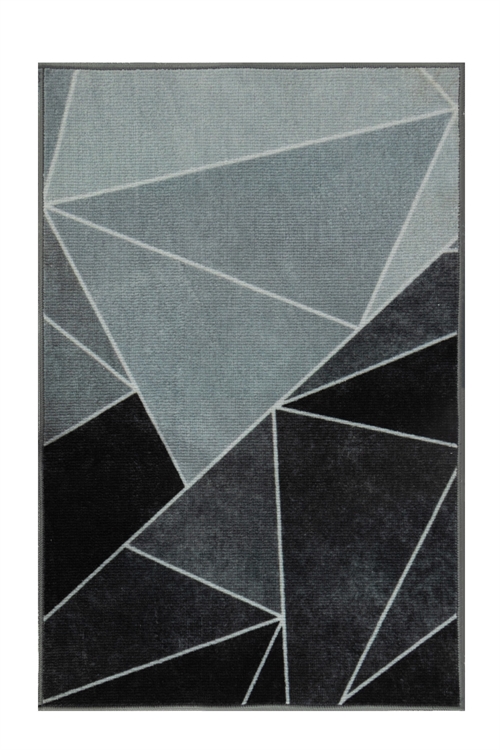 Matta 160x230 cm - Lös matta med halkfri baksida - Triangulär grafisk design i svarta och grå nyanser - Mjuk matta från Nordstrand Home Laura
