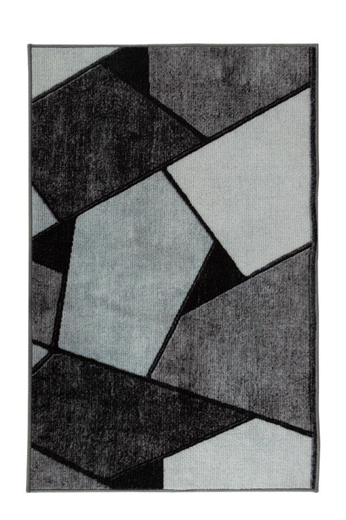 Matta - Stor guldmatta 200x300 cm - Lös matta med halkfri baksida - Grafisk design med svarta och grå nyanser - Mjuk matta från Nordstrand Home Lea