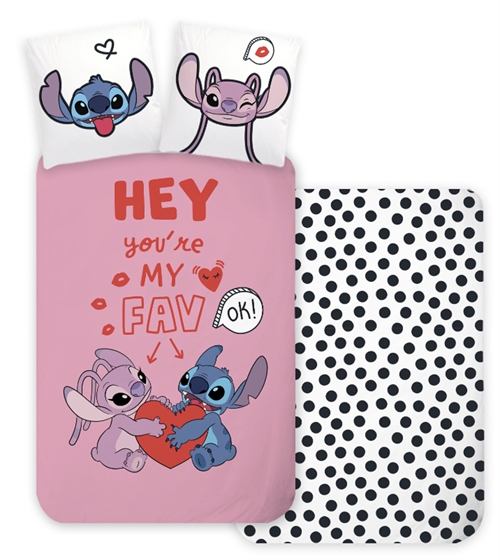 Stitch sengetøy - 100x140 cm - Lilo og Angel sengesett - 100% bomullssengetøy