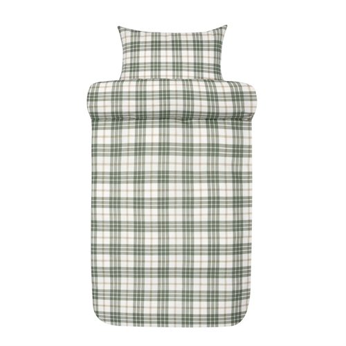 Sengetøy av flanell 140x200 cm - Grønt rutet sengesett - 100% bomulls flanell - Lukas Høie of Scandinavia sengelinned
