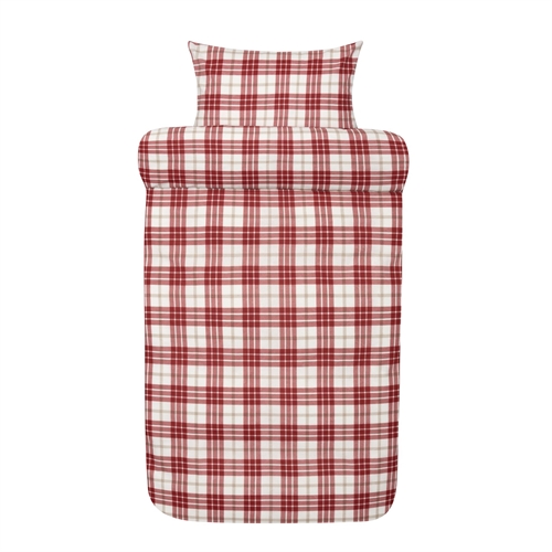 Sengetøy av flanell 140x220 cm - Rødt rutet sengesett - 100% bomullsflanell - Lukas Høie of Scandinavia sengelinned