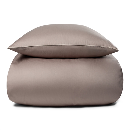 Sängkläder 140x200 cm - 100% bomullssatin - Solid grå sängkläder med pipingkant - Extra mjukt sängset från By Borg