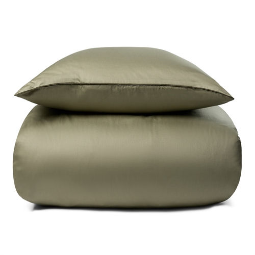 Sängkläder 140x220 cm - 100% bomullssatin - Solida gröna sängkläder med pipingkant - Extra mjukt bäddset från By Borg