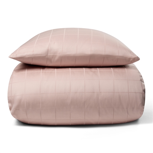 Sängkläder 140x220 cm - Mjuk, jacquardvävd bomullssatin - Rutig rosa - By Night sängkläder