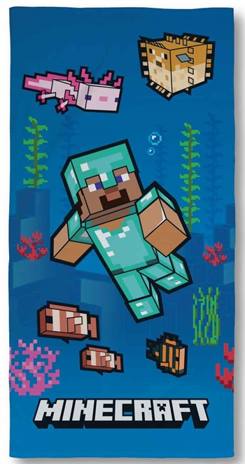 Minecraft handduk - 70x140 cm - 100% bomull - Mjuk badhandduk med Minecraft fish