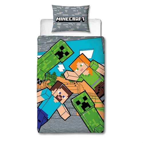 Minecraft sengetøy av flanell 140x200 cm - Creeper - Dynebetræk med 2 i 1 design - 100% bomulls sengelinned