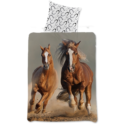 Hästsengetøy 140x200 cm - Vackra Galopperande hästar - 100% bomullssängset