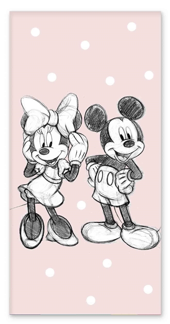 Prickigt Mickey och Minnie Mouse handduk - 70x140 cm - 100% bomull - Mjuk badhandduk med de söta mössen
