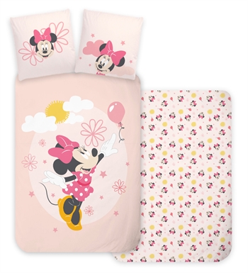 Minnie Mouse sängkläder - 100x140 cm - Minnie med ballong - 100% bomull - Påslakan spjälsäng