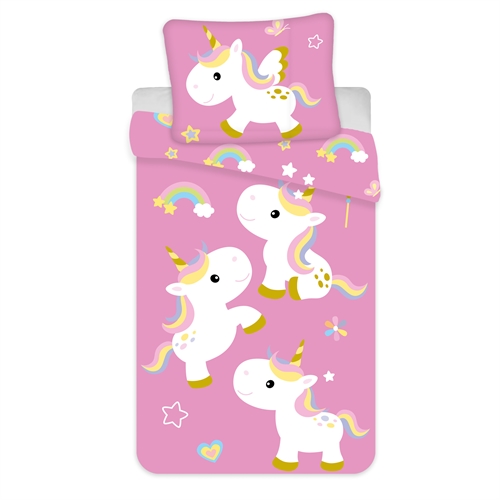 Sängkläder med enhörningsmotiv - 150x210 cm - Barnsängkläder - 2 i 1-design - Bäddset i 100% bomull