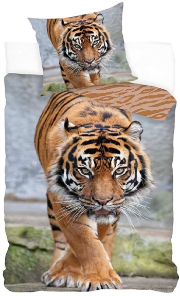Påslakanset - Tiger motiv - 100% bomull - 150x210 cm
