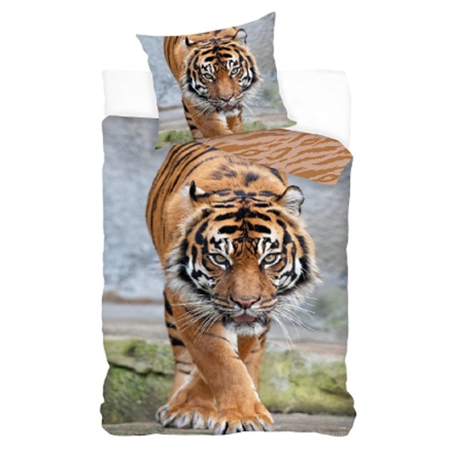 Sängkläder 150x210 cm - Tigermotiv - Vändbart påslakan - Bäddset i 100% bomull
