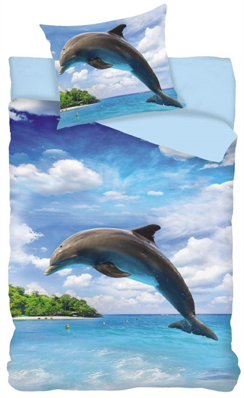 Påslakanset - Delfin - 100% bomull - 150x210 cm