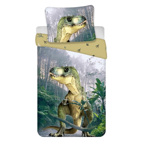 Dinosaur sengetøy 140x200 cm - Sengesett i 100% bomull - Vendbart dynebetræk