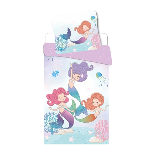 Havfrue sengetøy - 100% myk bomull - 140x200 cm - Vendbart sengesett