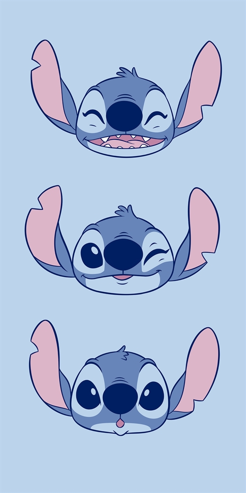 Stitch handduk - 70x140 cm - 100% bomull - Mjuk badhandduk med olika Stitch ansiktsuttryck