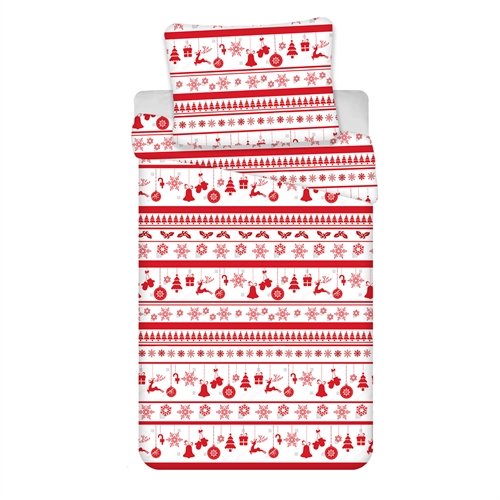 Julsengetøy 140x200 cm - Julsängset med julikoner - 100% bomullssängkläder