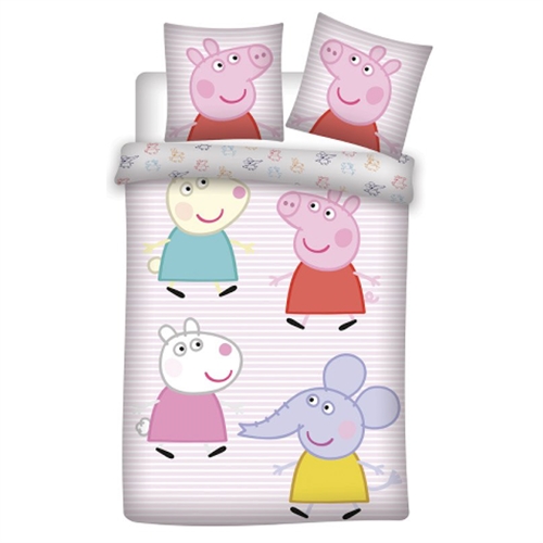 Gurli Gris sengetøy 140x200 cm - Gurli, Karina, Frida och Emilie sengesett - Vändbart sänglinne i 100% bomull