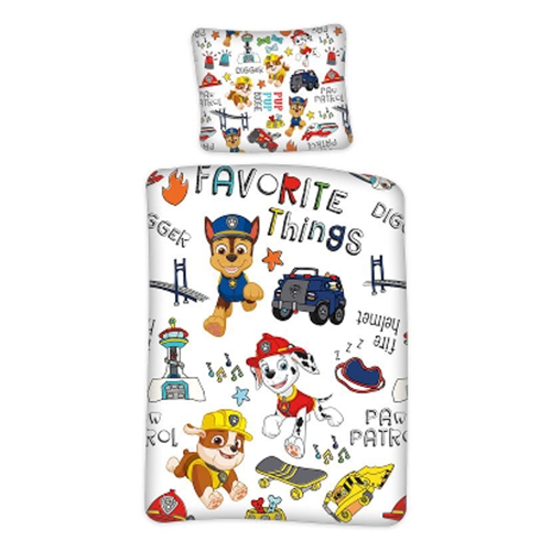 Sängkläder 150x210 cm - Paw Patrol sängkläder - Favoritsaker - 2 i 1 design - Bäddset i 100% bomull