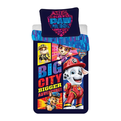 Sängkläder 150x210 cm - Paw Patrol The Movie - 2 i 1 bäddset - Täcke i 100% bomull