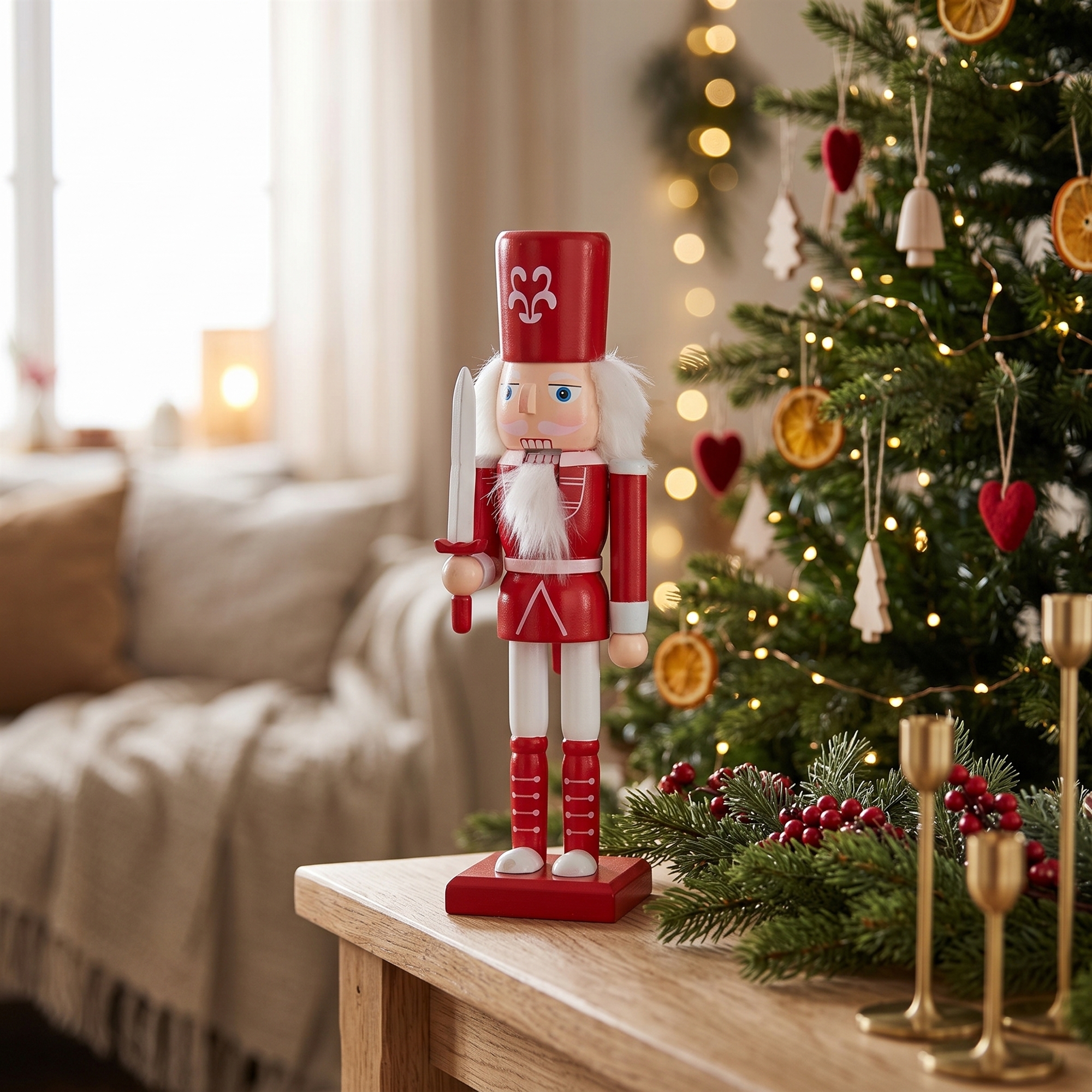 Nötknäppare - 26 cm hög - Med svärd i handen - Nötknäppare julfigur