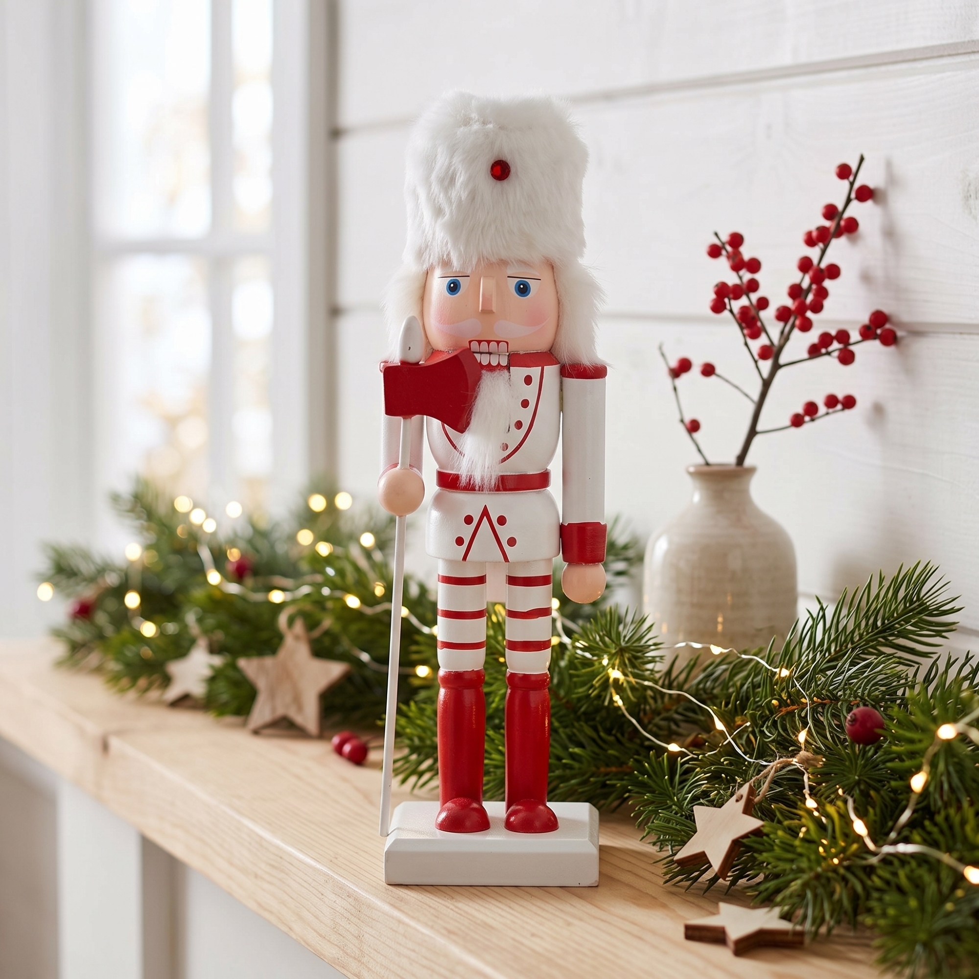 Nötknäppare - 26 cm hög - Med yxa i handen - Nötknäppare julfigur