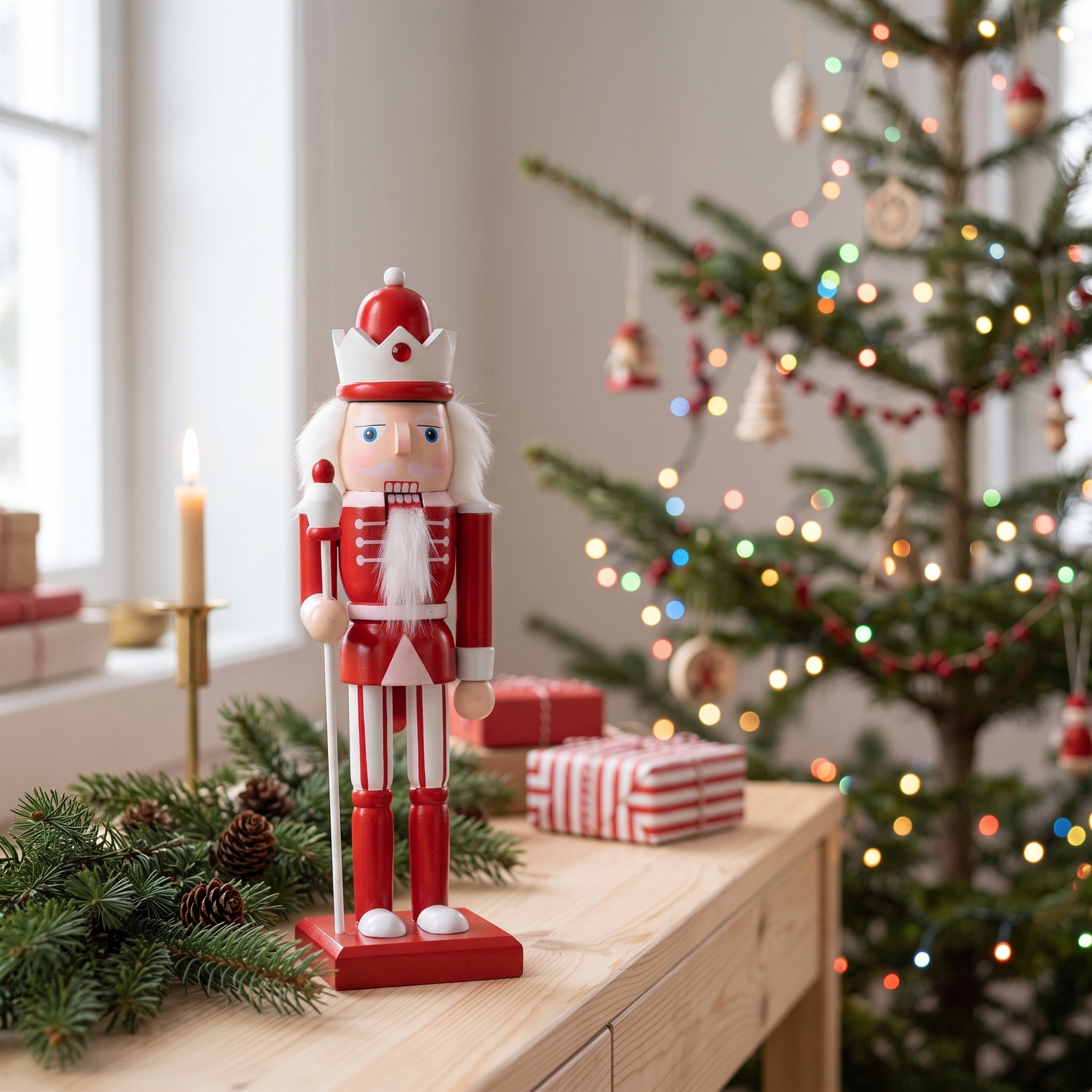 Nötknäppare - 26 cm - Med spira i handen - Nötknäppare julfigur