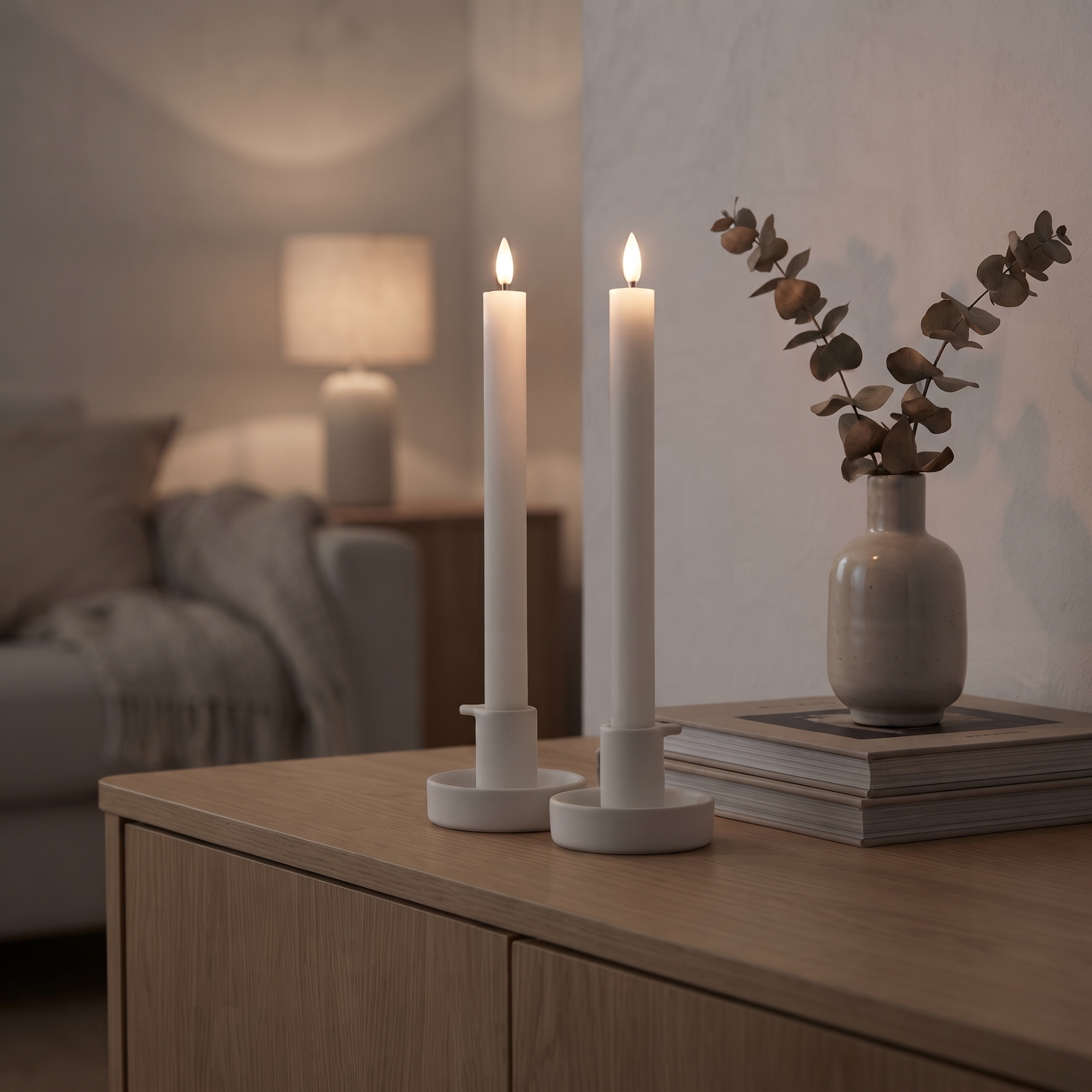LED kronljus - 2 st. stakljus - 25 cm - 3D-flamma - LED-stearinljus