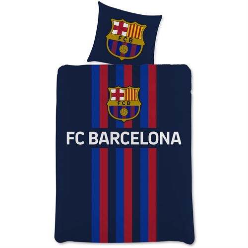 FC Barcelona sängkläder - 150x210 cm - Svart vändbart sängset med logotyp - 100% bomullssänglinne - Fotbollssängkläder