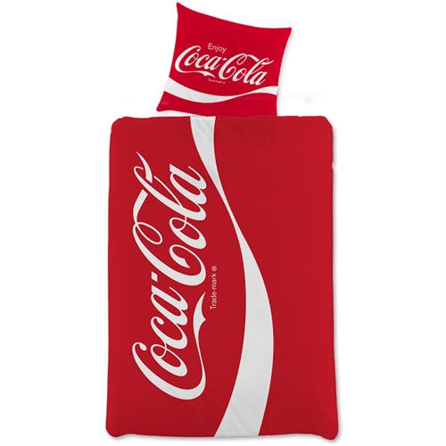 Coca Cola sengetøy av flanell - Vendbart sengesett med logo - 140x200 cm - 100% myk bomulls sengetøy