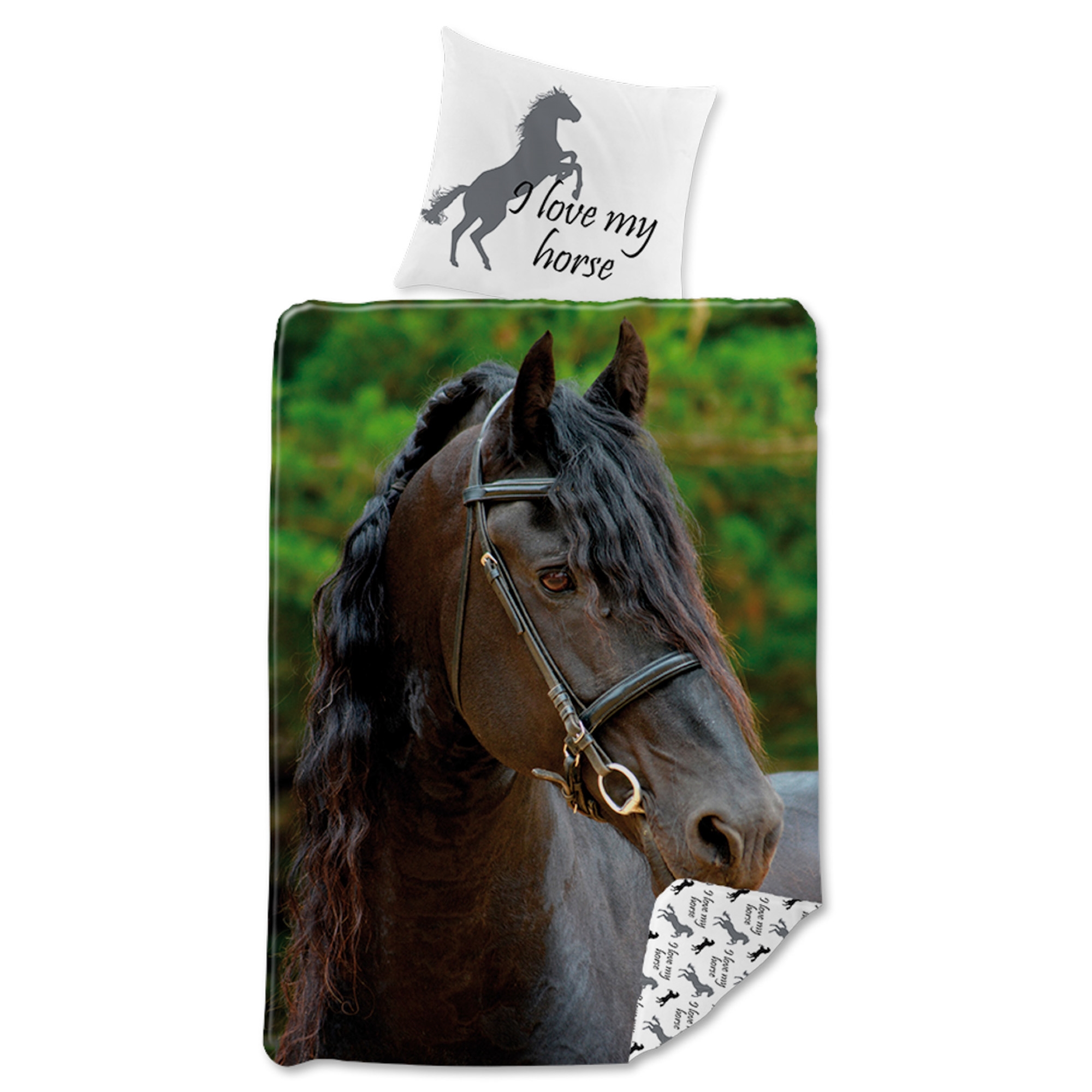 Hästsängkläder - 100% bomull - Barnsängkläder 140x200 cm - I Love my horse