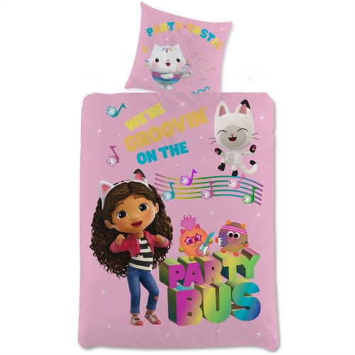 Gabby\'s Dollhouse sengetøy av flanell - 140x200 cm - Party Bus - Dynebetræk i 100% bomull