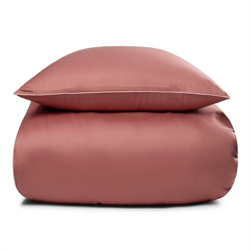 Sängkläder 140x200 cm - 100% bomullssatin - Mörkrosa sängkläder med passpoalkant - Extra mjukt bäddset från By Borg