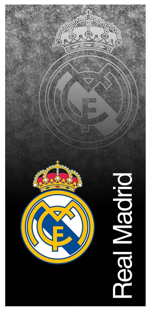 Svart Real Madrid-handduk - 70x140 cm - 100% bomull - Mjuk badhandduk med Real Madrid-logotyp