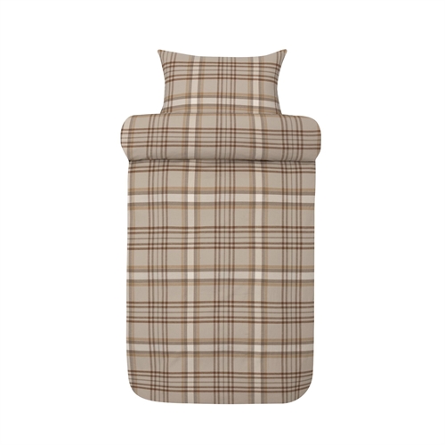 Sengetøy av flanell 140x200 cm - Beige rutet sengesett - 100% garnfarget bomullsflanell - Richard Høie of Scandinavia sengetøy