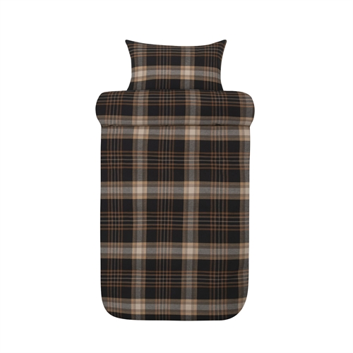 Sengetøy av flanell 140x200 cm - Brunrutete sengesett - 100% garnfarget bomullsflanell - Richard Høie of Scandinavia sengetøy