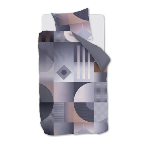 Mönstrat ekologiskt sengetyg 140x220 cm - Vändbart påslakanset i 100% ekologisk bomullssatin - Robbinson Grey - Beddinghouse sängkläder