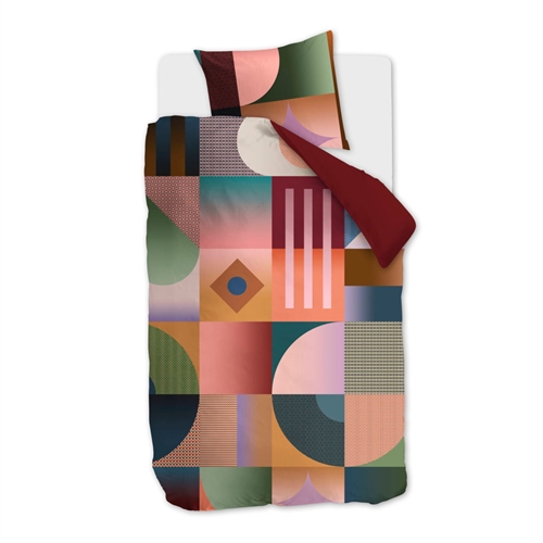 Mönstrat ekologiskt sengetyg 140x200 cm - Vändbart påslakanset i 100% ekologisk bomullssatin - Robbinson Multi - Beddinghouse sängkläder