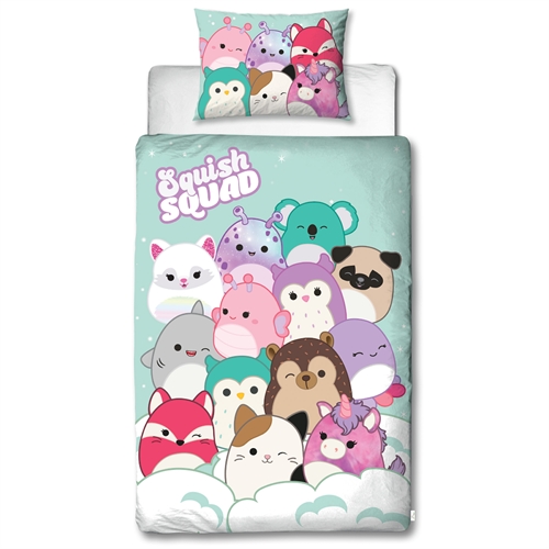 Squishmallows sengetøy 140x200 cm - 100% myk bomull - Squishmallows sengesett - Vendbart design