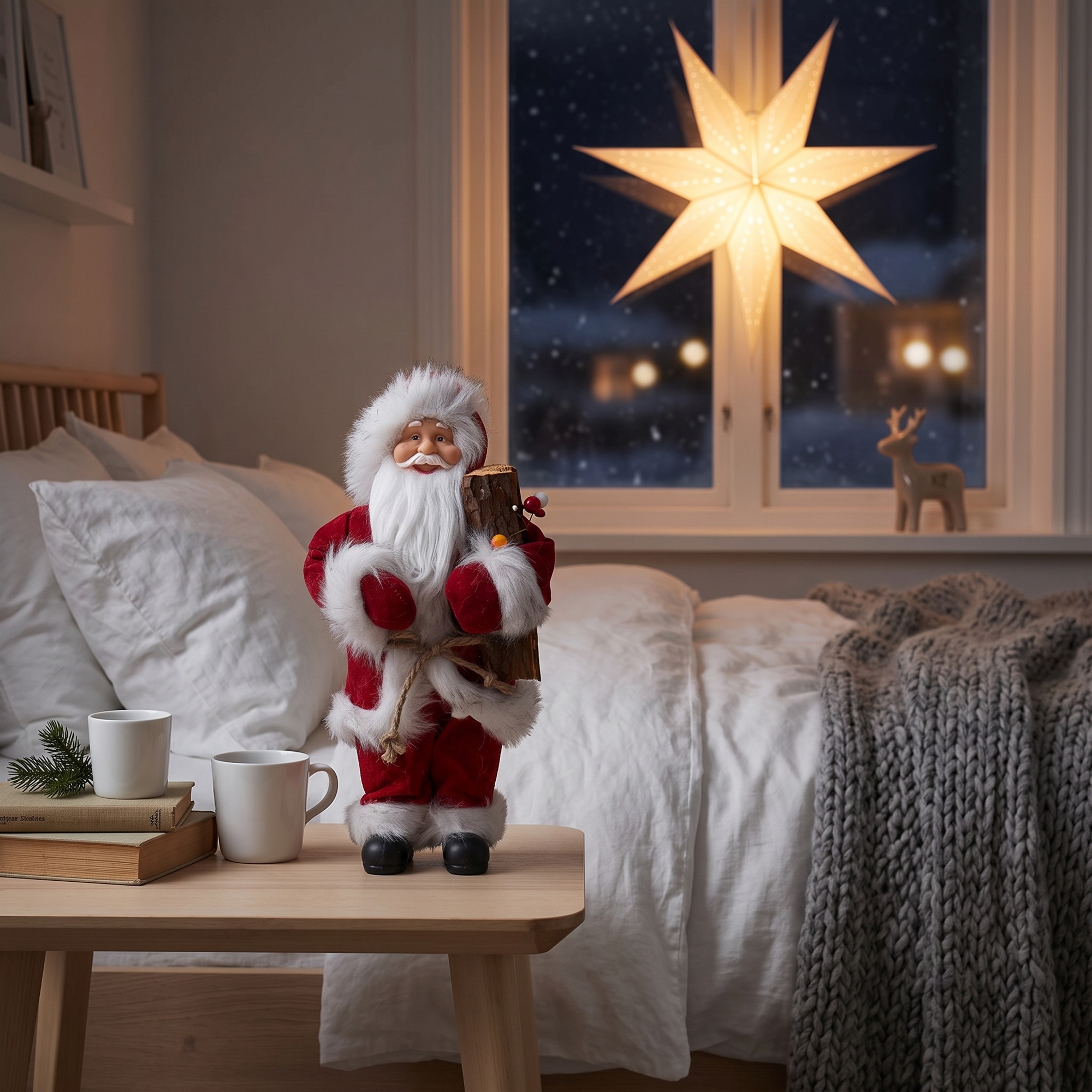 Jultomte 30 cm - Med träd och bjällra - Juldekorationer till hemmet