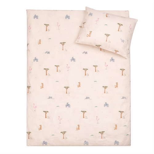 Safari djur sängkläder - 100% bomull - Babysängkläder 70x100 cm - Beige med safari djur