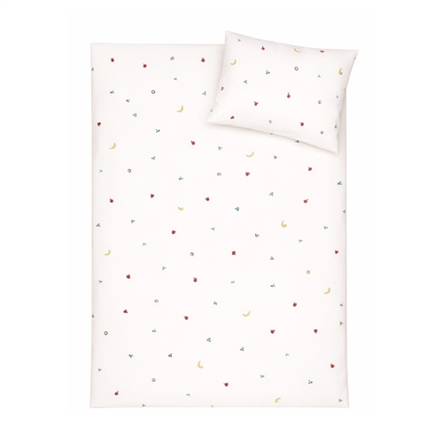 Baby sängkläder 70x100 cm - Råvit påslakanset med små frukter - 100% mjukt bomullssänglinne