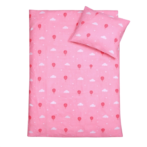 Baby sängkläder 70x100 cm - Ljusrosa sängset med luftballonger - 100% mjukt bomullssänglinne