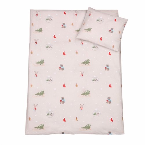 Baby julsängkläder 70x100 cm - Julsängset med julikoner - Cozy Christmas - 100% mjukt bomullssänglinne