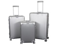 Aluminium resväskor - 3 st. Set - Lyxiga resväskor - Grå med TSA-lås