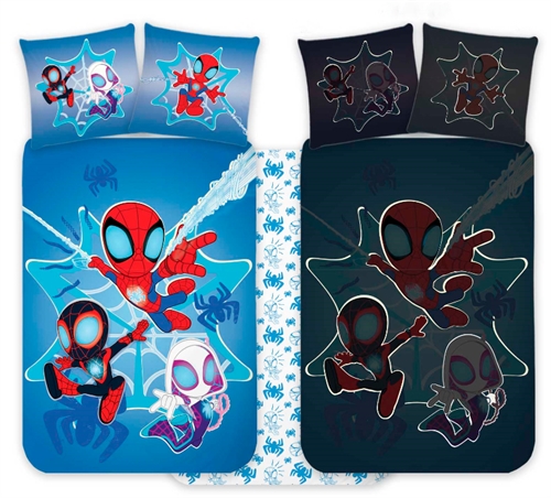 Spidey sengetøy av flanell - 100% myk bomull - Vendbart selvlysende juniorsengesett - 100x140 cm sengetøy
